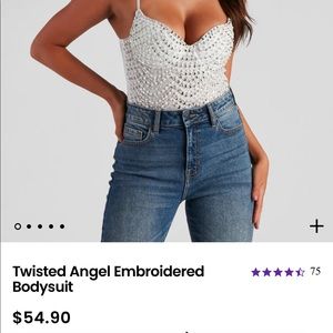 Medium Windsor White Pearl, Sequin And Lace Bodysuit WORN ONCE